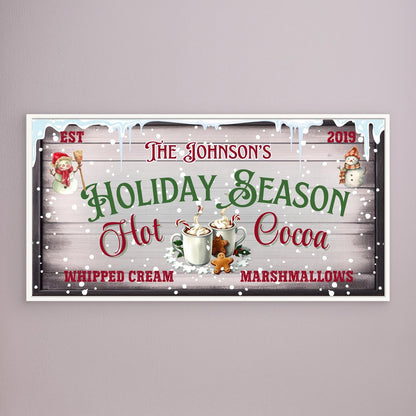 Personalized Christmas Canvas wall art Hot Cocoa Holiday Season