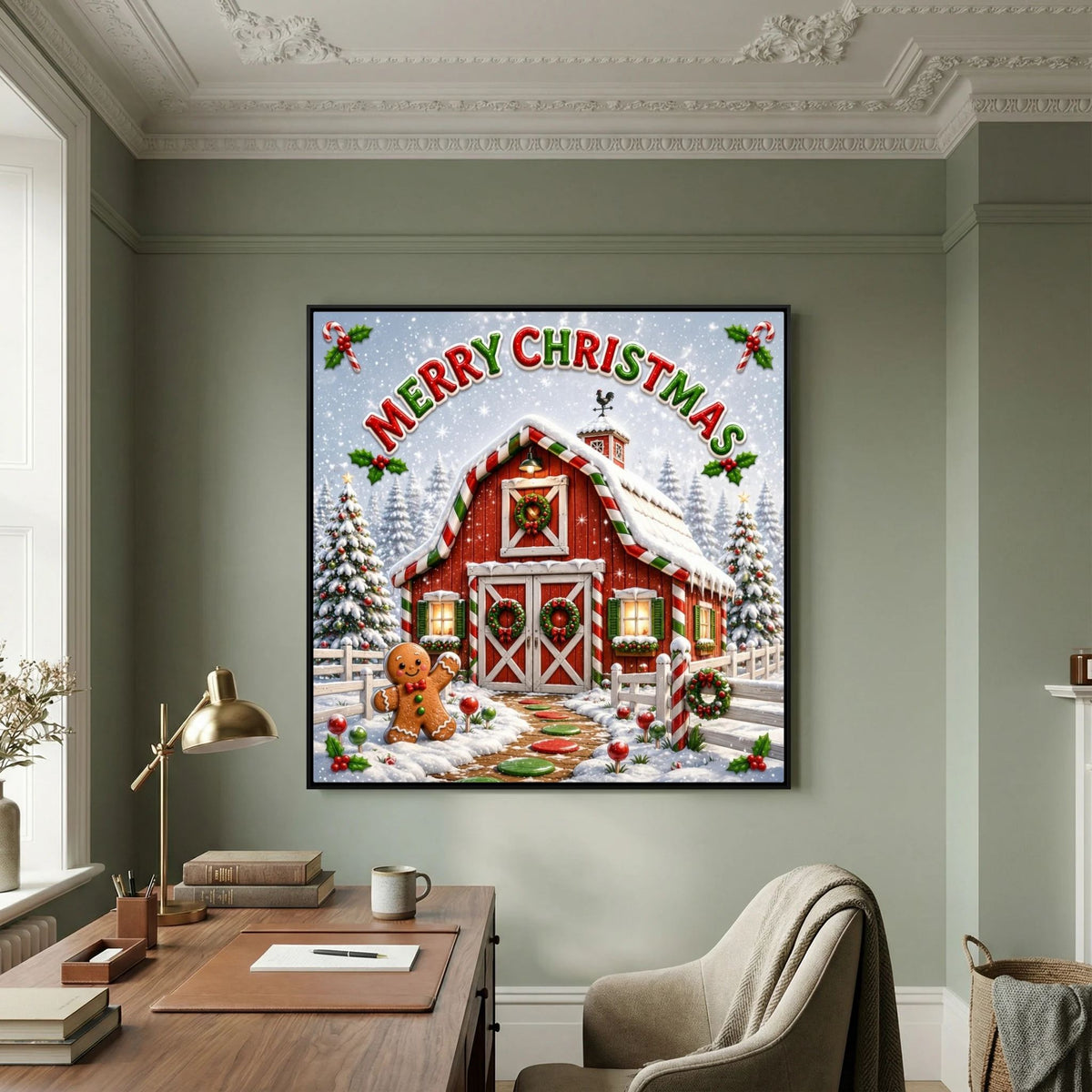 Merry Christmas Wall Art Canvas, Christmas Wall Decor, Festive Holiday Canvas Print, Christmas Home Decor, Seasonal Wall Art
