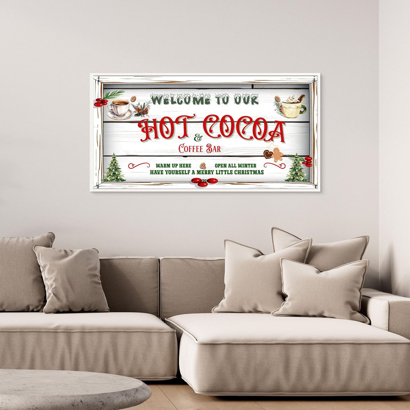 Christmas Canvas wall art Welcome to our Hot Cocoa & Coffee Bar