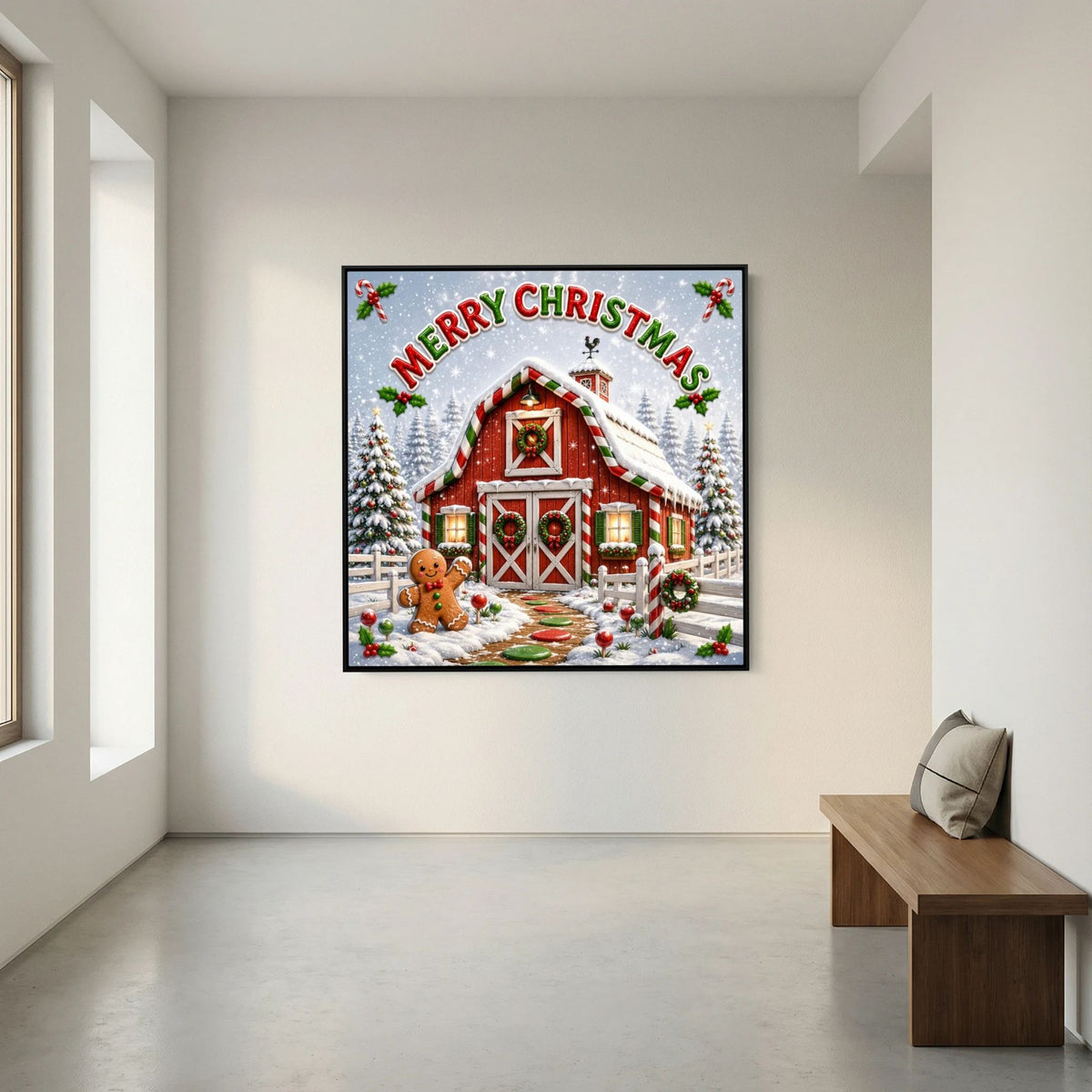 Merry Christmas Wall Art Canvas, Christmas Wall Decor, Festive Holiday Canvas Print, Christmas Home Decor, Seasonal Wall Art