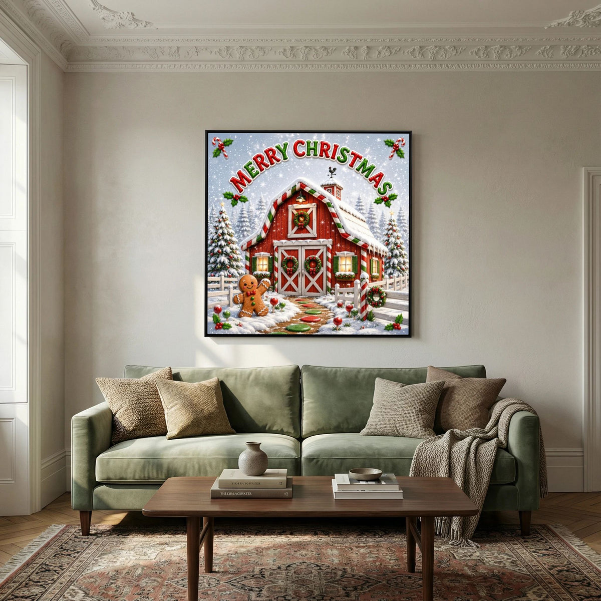 Merry Christmas Wall Art Canvas, Christmas Wall Decor, Festive Holiday Canvas Print, Christmas Home Decor, Seasonal Wall Art