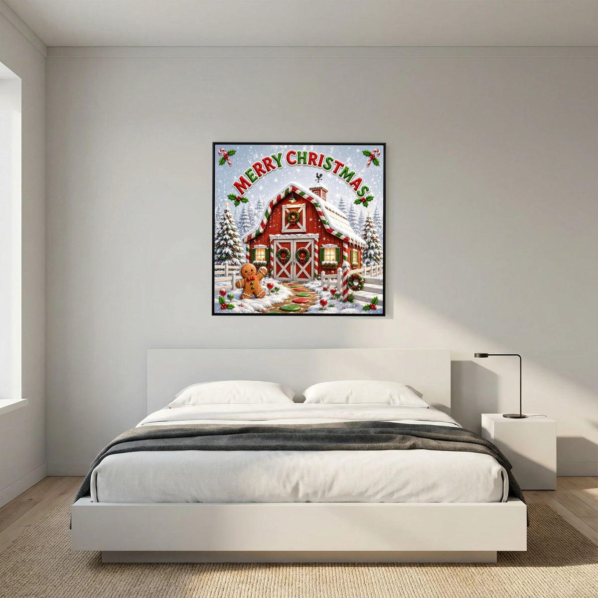 Merry Christmas Wall Art Canvas, Christmas Wall Decor, Festive Holiday Canvas Print, Christmas Home Decor, Seasonal Wall Art