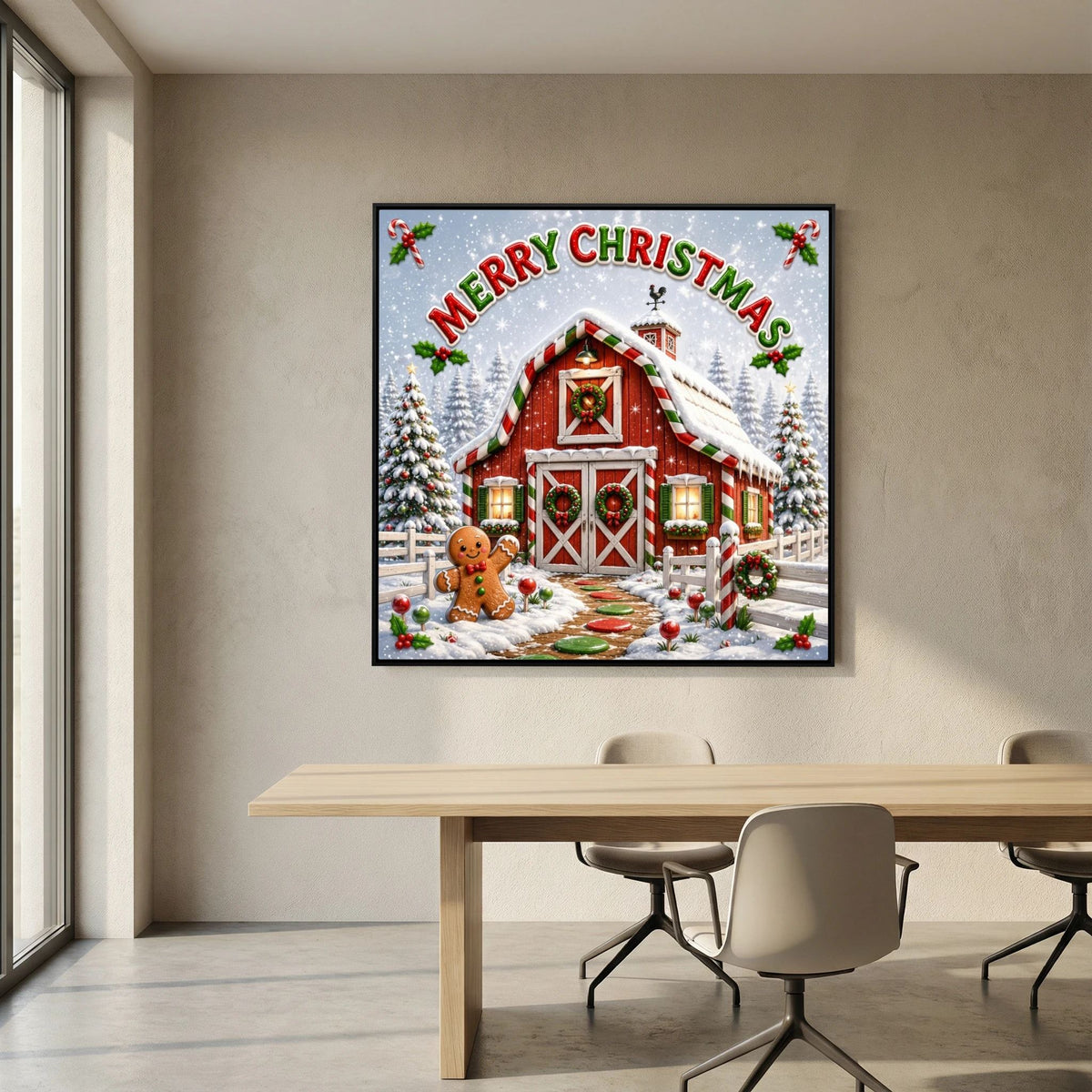 Merry Christmas Wall Art Canvas, Christmas Wall Decor, Festive Holiday Canvas Print, Christmas Home Decor, Seasonal Wall Art