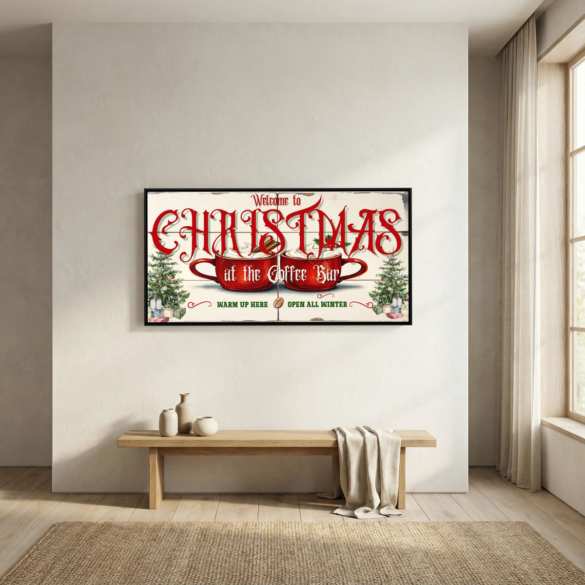 Welcome to Christmas Wall Art Canvas, Christmas Wall Decor, Festive Holiday Canvas Print, Christmas Home Decor, Seasonal Wall Art