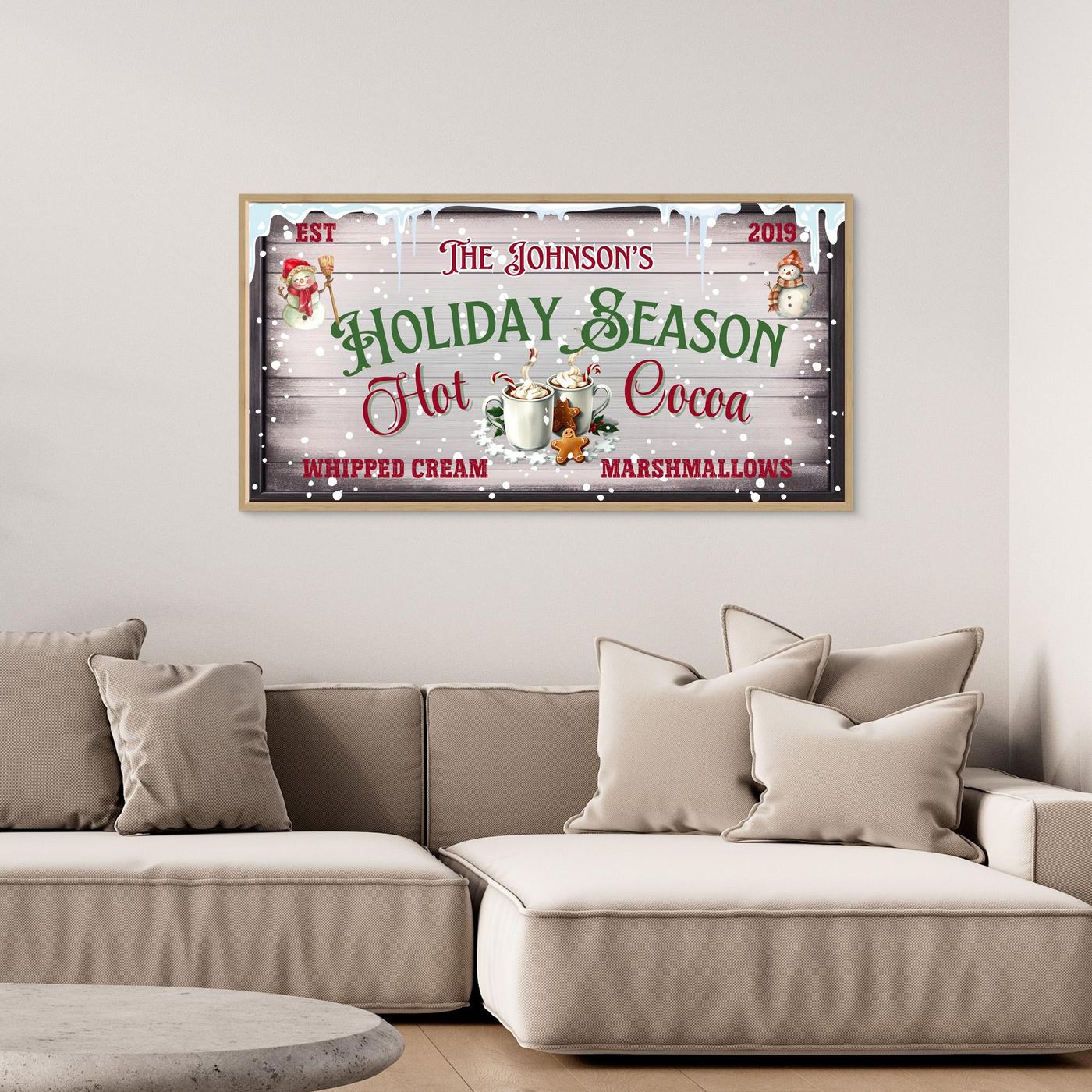Personalized Christmas Canvas wall art Hot Cocoa Holiday Season