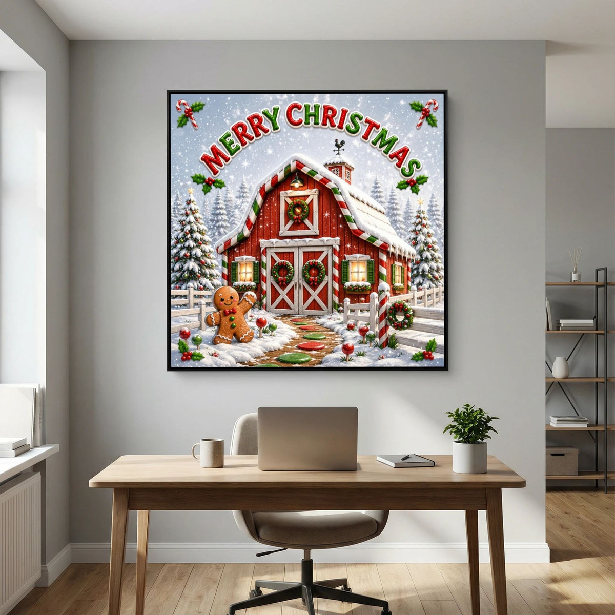 Merry Christmas Wall Art Canvas, Christmas Wall Decor, Festive Holiday Canvas Print, Christmas Home Decor, Seasonal Wall Art