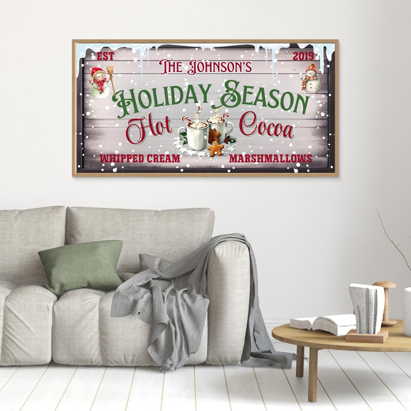 Personalized Christmas Canvas wall art Hot Cocoa Holiday Season