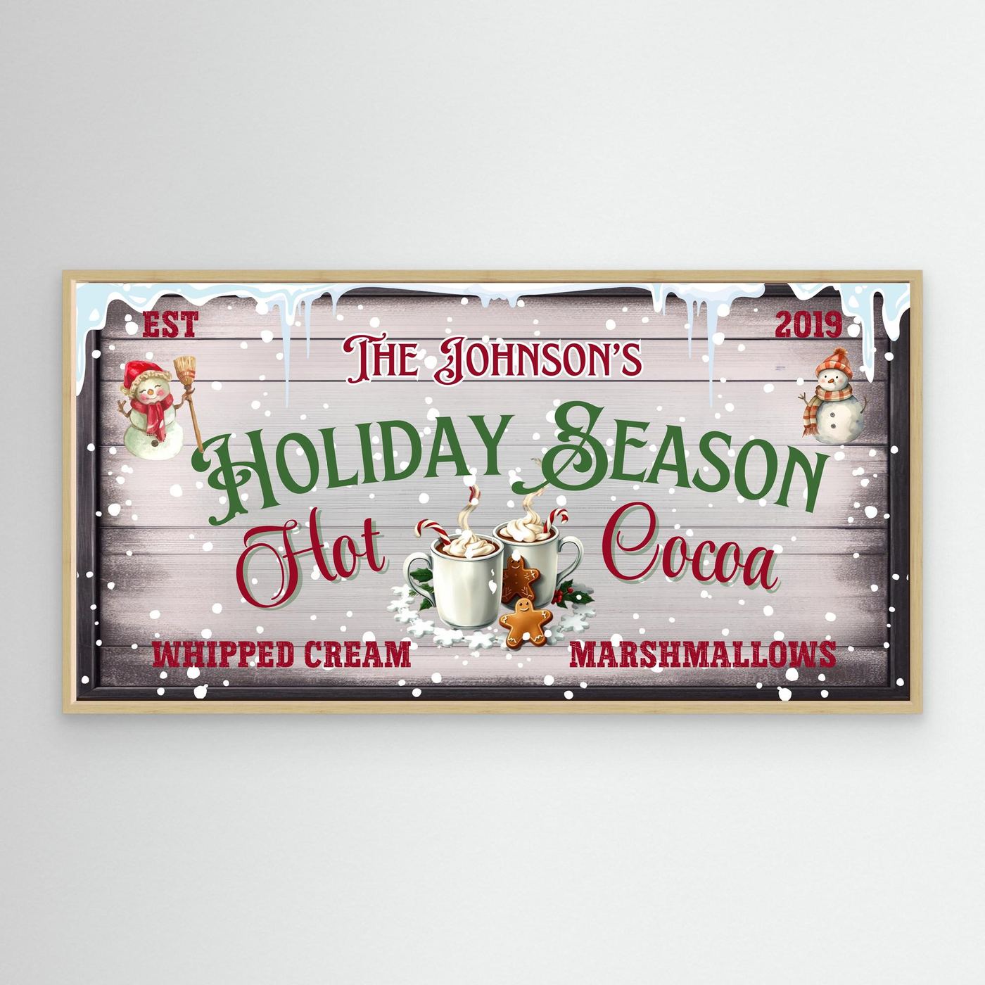 Personalized Christmas Canvas wall art Hot Cocoa Holiday Season