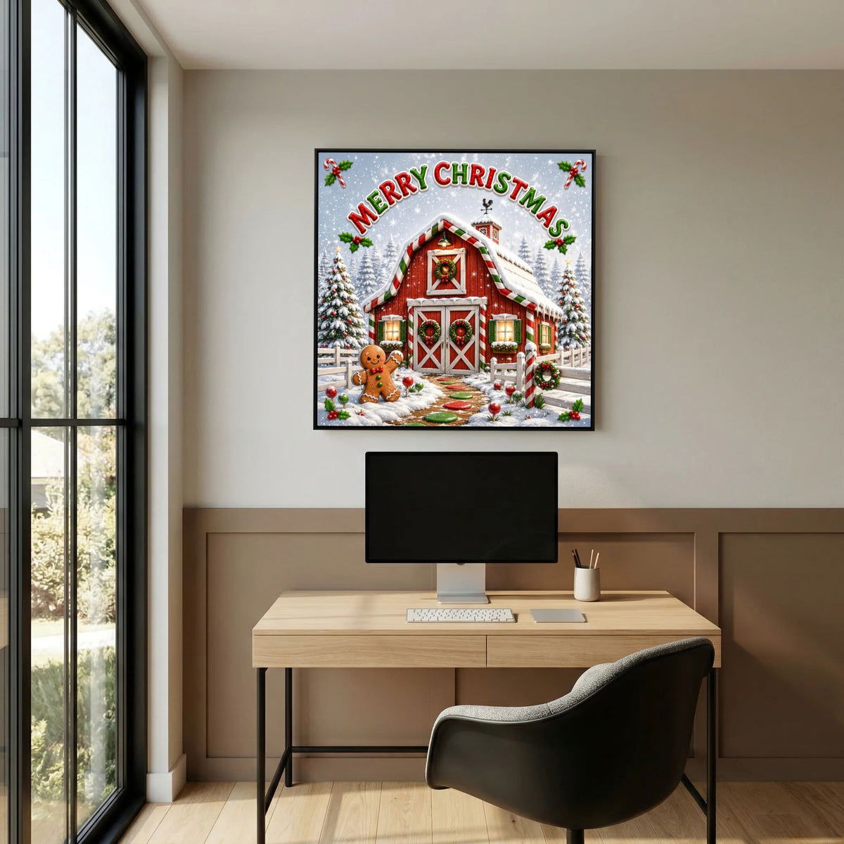 Merry Christmas Wall Art Canvas, Christmas Wall Decor, Festive Holiday Canvas Print, Christmas Home Decor, Seasonal Wall Art