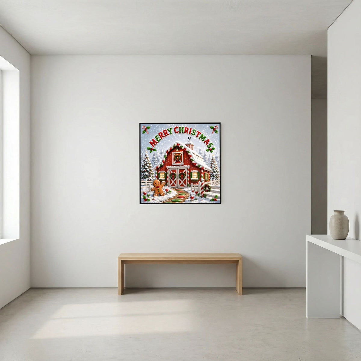 Merry Christmas Wall Art Canvas, Christmas Wall Decor, Festive Holiday Canvas Print, Christmas Home Decor, Seasonal Wall Art
