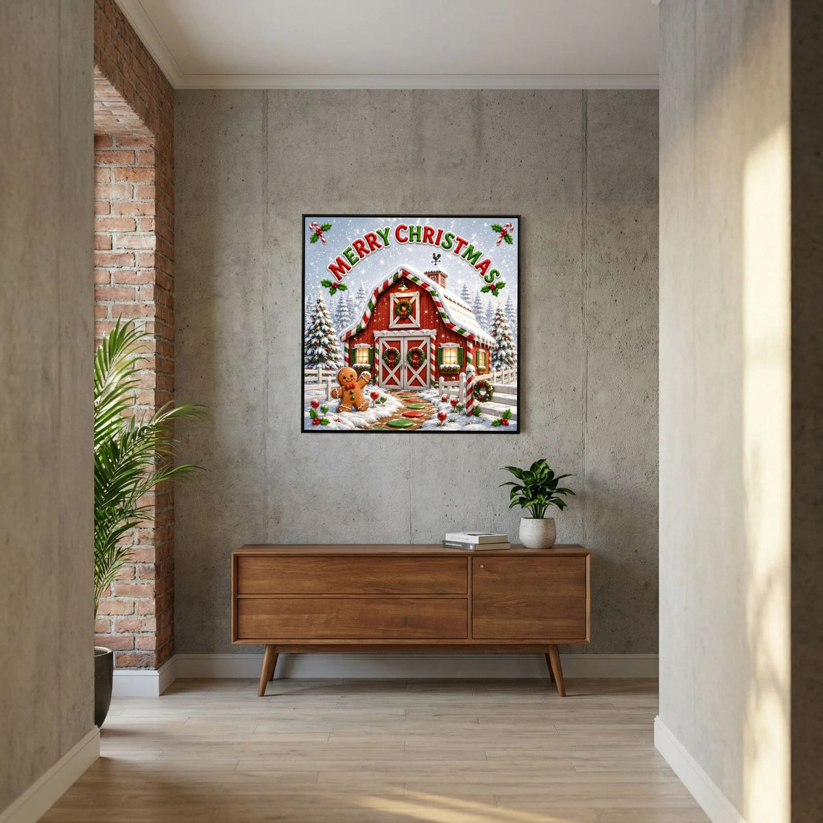 Merry Christmas Wall Art Canvas, Christmas Wall Decor, Festive Holiday Canvas Print, Christmas Home Decor, Seasonal Wall Art