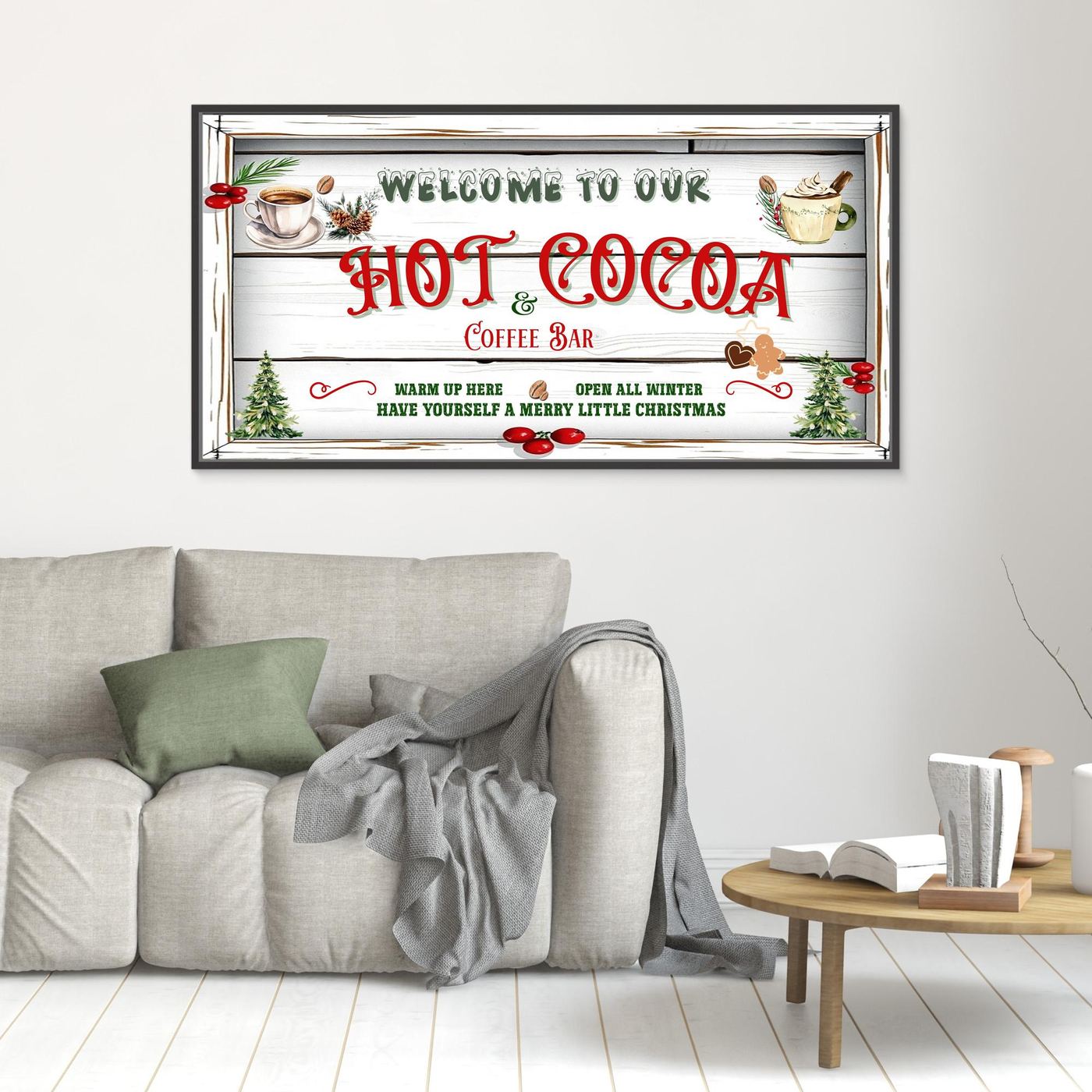 Christmas Canvas wall art Welcome to our Hot Cocoa & Coffee Bar