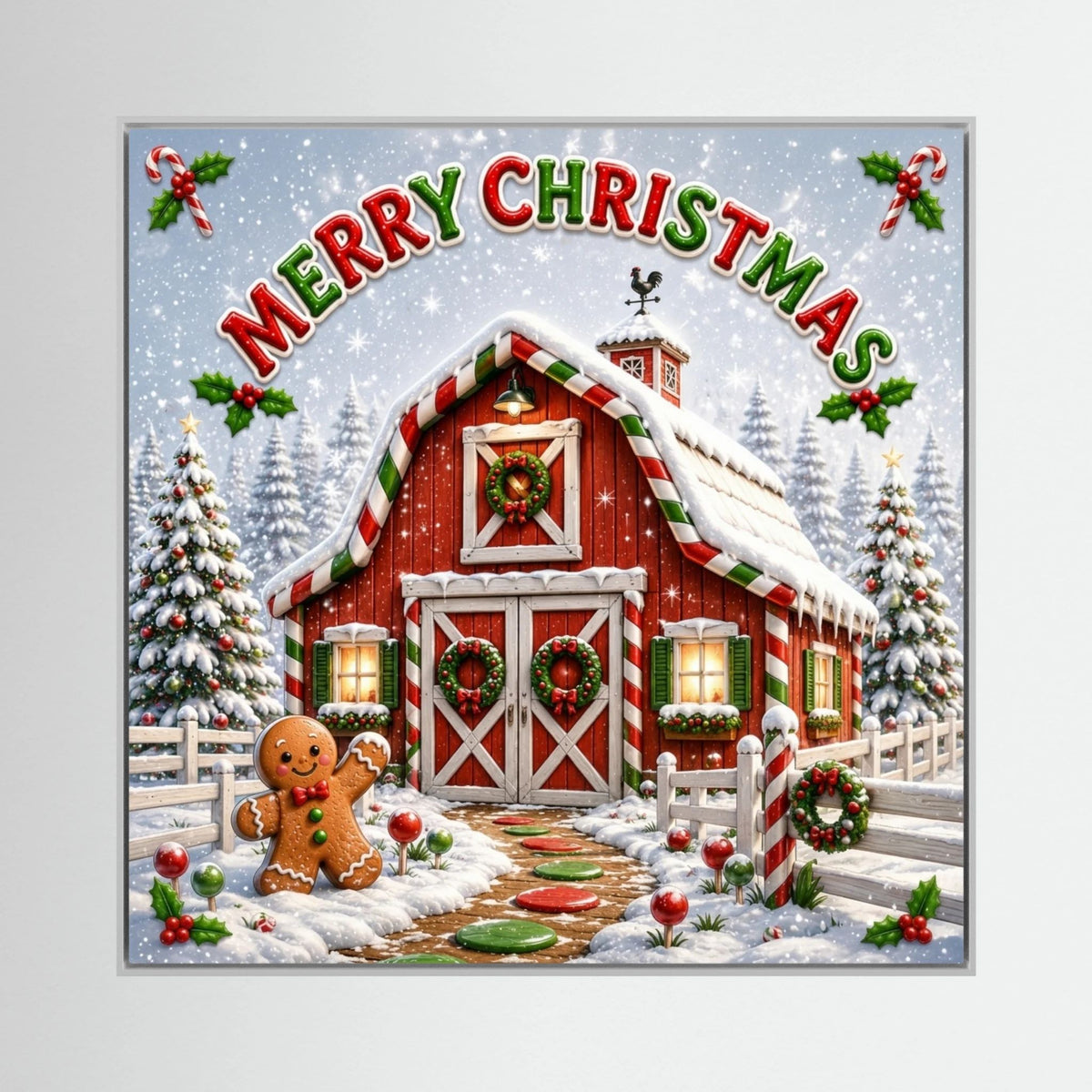 Merry Christmas Wall Art Canvas, Christmas Wall Decor, Festive Holiday Canvas Print, Christmas Home Decor, Seasonal Wall Art