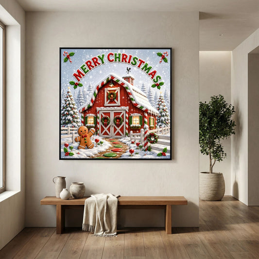 Merry Christmas Wall Art Canvas, Christmas Wall Decor, Festive Holiday Canvas Print, Christmas Home Decor, Seasonal Wall Art