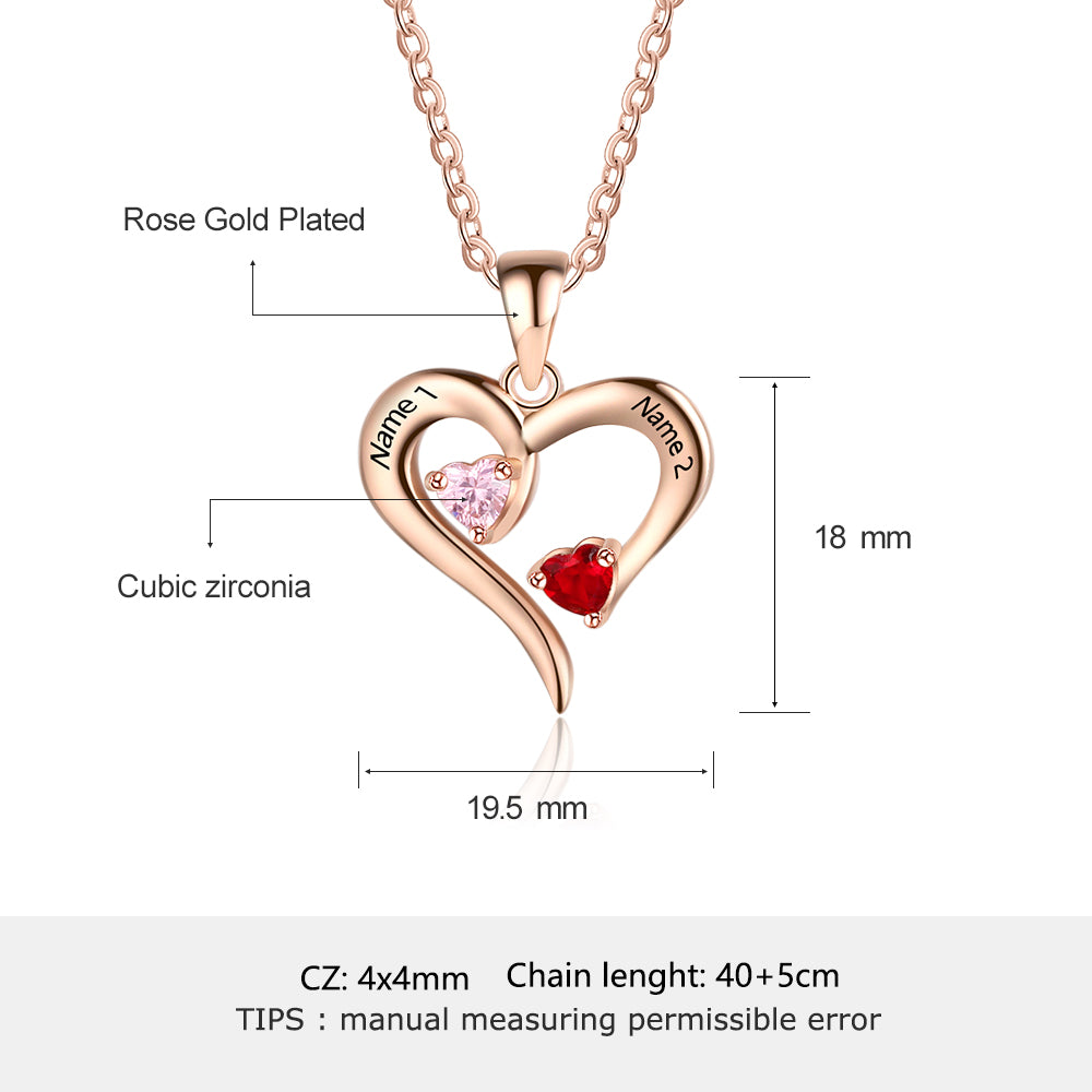 925 Silver Jewelry Two Birthstones Heart Name Necklace by cmoffer