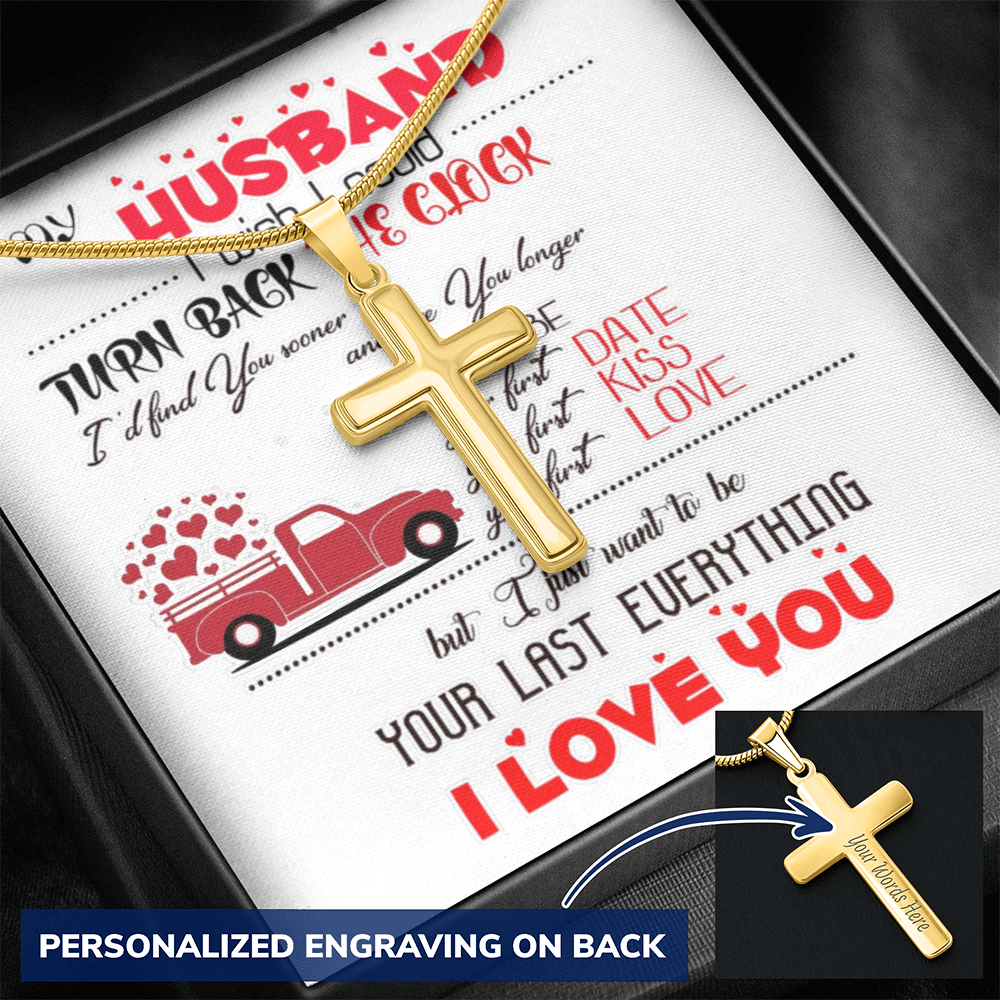 Personalized Cross Necklace with Snake Chain To my Husband - JewelryLuxeUS.Shop