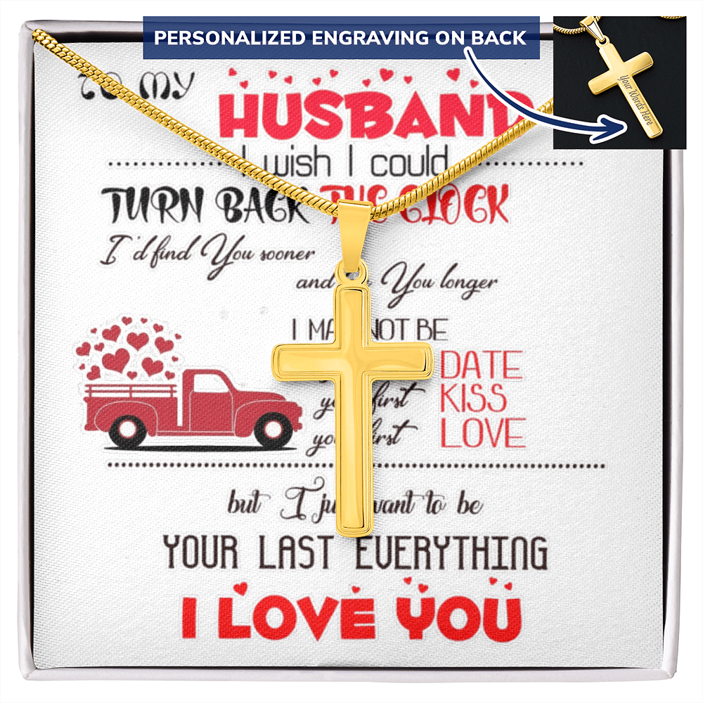 Personalized Cross Necklace with Snake Chain To my Husband - JewelryLuxeUS.Shop