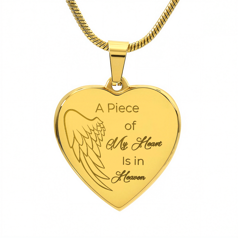 Personalized Engraved Heart Necklace A piece of my Heart is in Heaven - JewelryLuxeUS.Shop