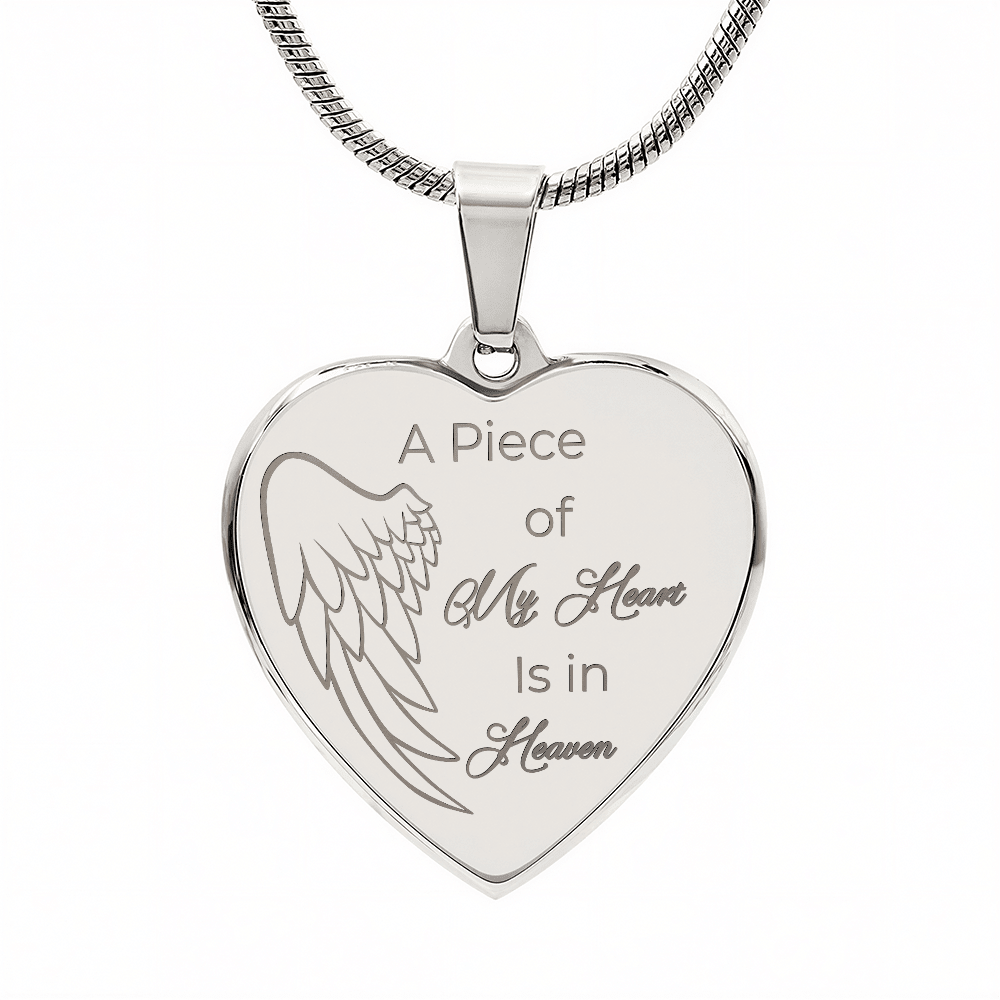 Personalized Engraved Heart Necklace A piece of my Heart is in Heaven - JewelryLuxeUS.Shop