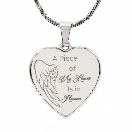 Personalized Engraved Heart Necklace A piece of my Heart is in Heaven - JewelryLuxeUS.Shop