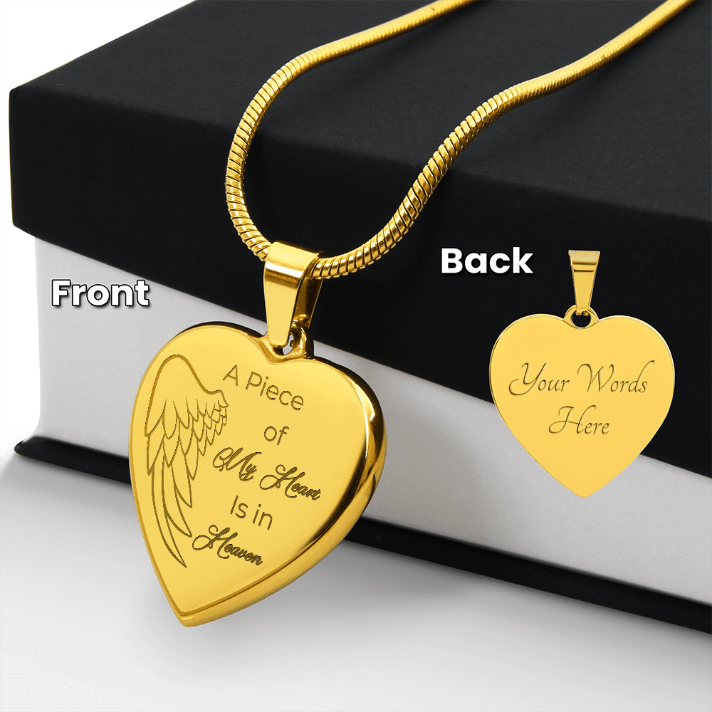 Personalized Engraved Heart Necklace A piece of my Heart is in Heaven - JewelryLuxeUS.Shop