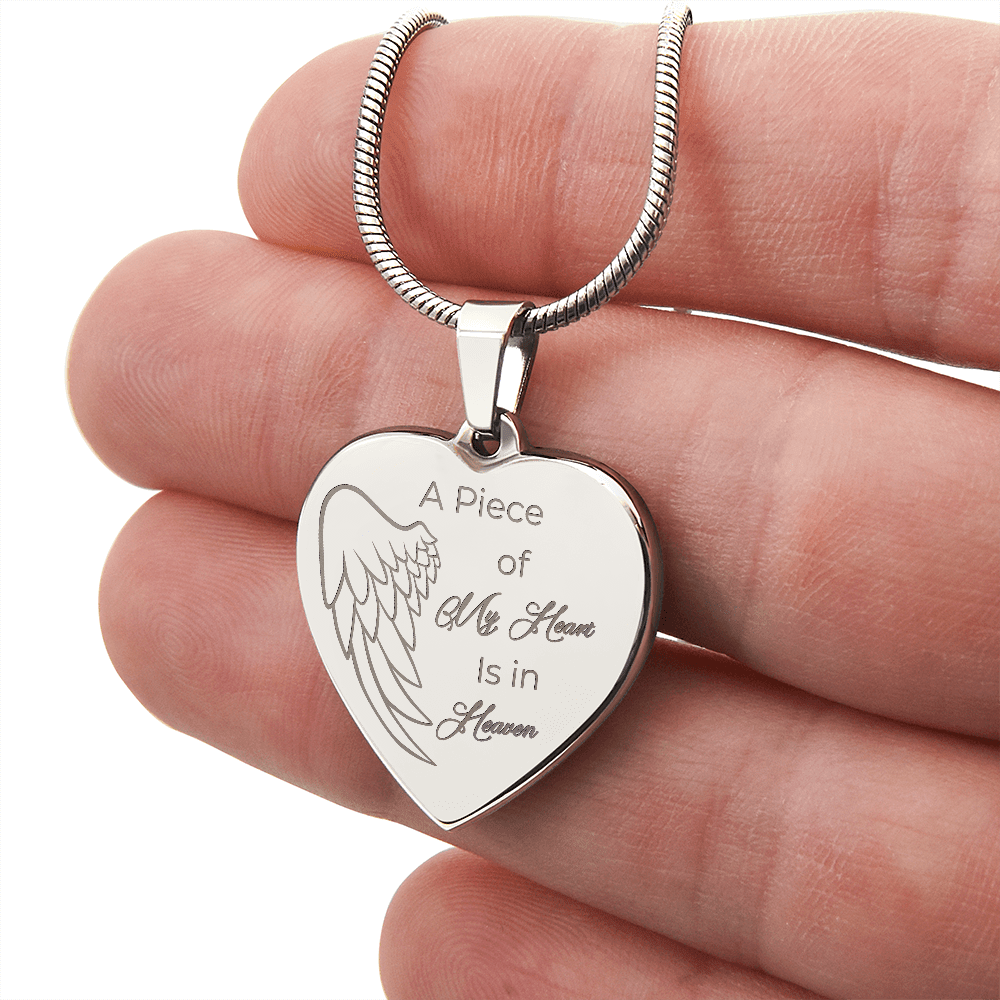 Personalized Engraved Heart Necklace A piece of my Heart is in Heaven - JewelryLuxeUS.Shop