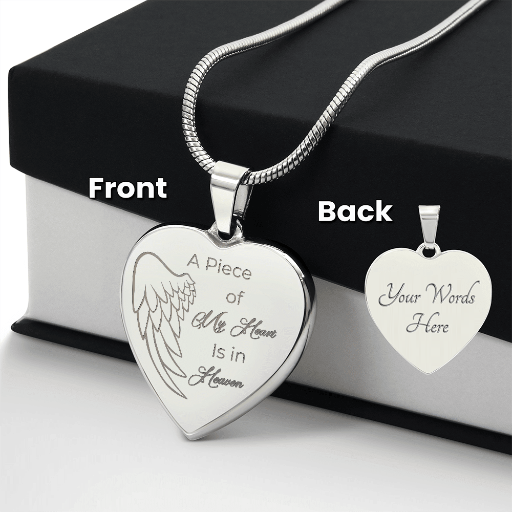 Personalized Engraved Heart Necklace A piece of my Heart is in Heaven - JewelryLuxeUS.Shop