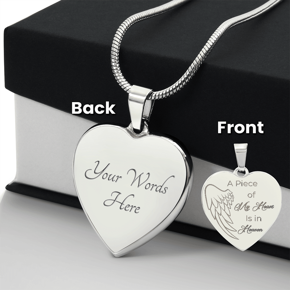 Personalized Engraved Heart Necklace A piece of my Heart is in Heaven - JewelryLuxeUS.Shop