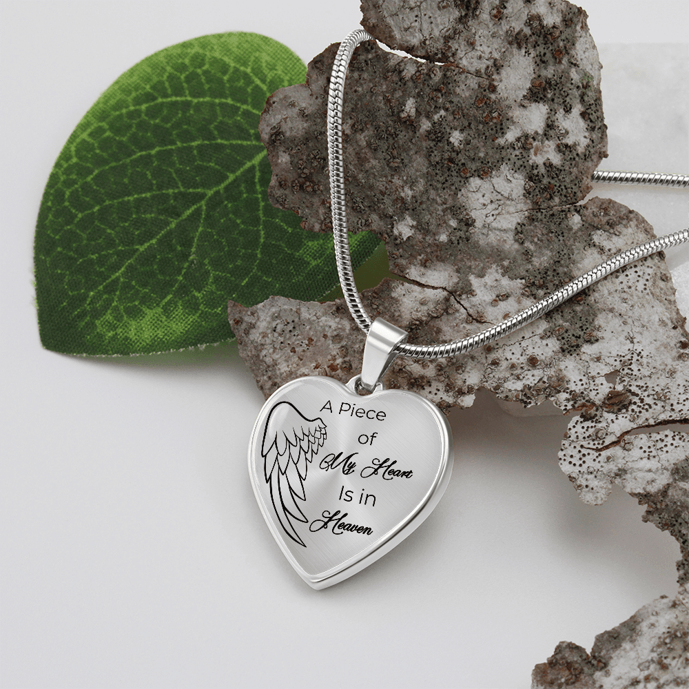 Personalized Luxury Graphic Heart Necklace A piece of my Heart is in Heaven - JewelryLuxeUS.Shop