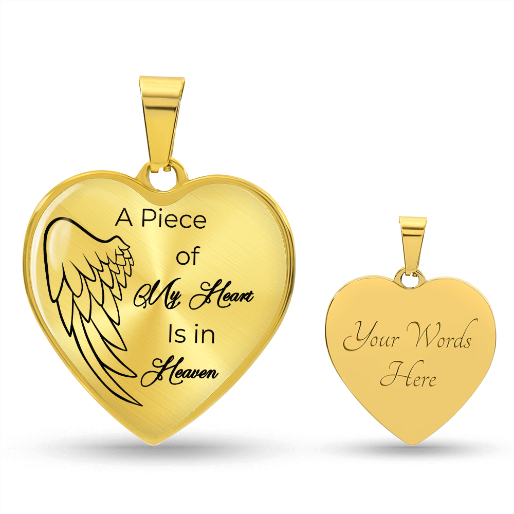 Personalized Luxury Graphic Heart Necklace A piece of my Heart is in Heaven - JewelryLuxeUS.Shop
