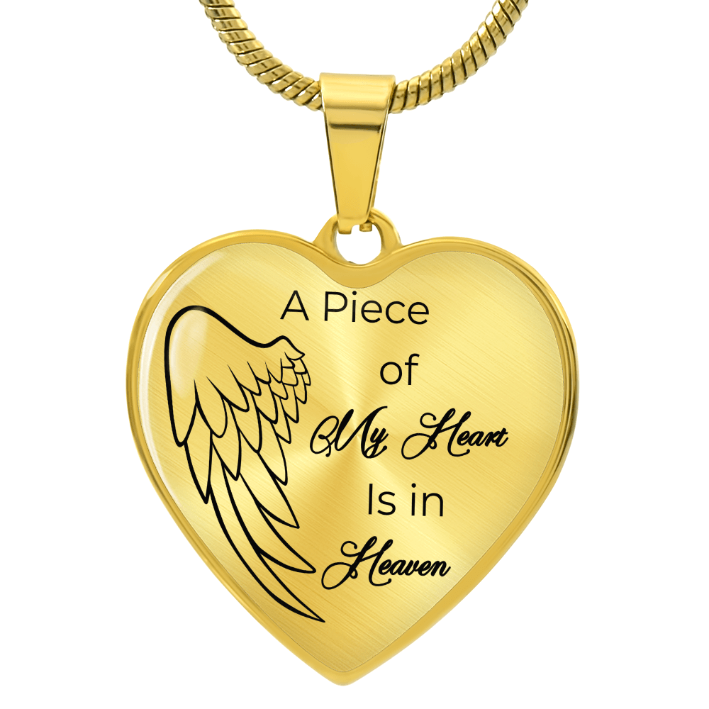 Personalized Luxury Graphic Heart Necklace A piece of my Heart is in Heaven - JewelryLuxeUS.Shop