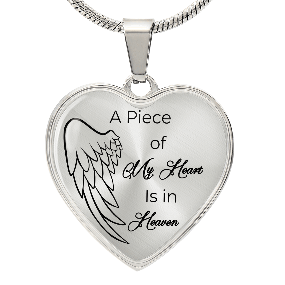 Personalized Luxury Graphic Heart Necklace A piece of my Heart is in Heaven - JewelryLuxeUS.Shop