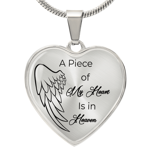 Personalized Luxury Graphic Heart Necklace A piece of my Heart is in Heaven - JewelryLuxeUS.Shop