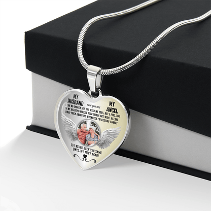 Personalized Memorial Photo Heart Necklace, Husband Loss Remembrance Gift, Custom Sympathy Jewelry, In Loving Memory Keepsake - JewelryLuxeUS.Shop