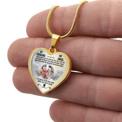 Personalized Memorial Photo Heart Necklace, Husband Loss Remembrance Gift, Custom Sympathy Jewelry, In Loving Memory Keepsake - JewelryLuxeUS.Shop