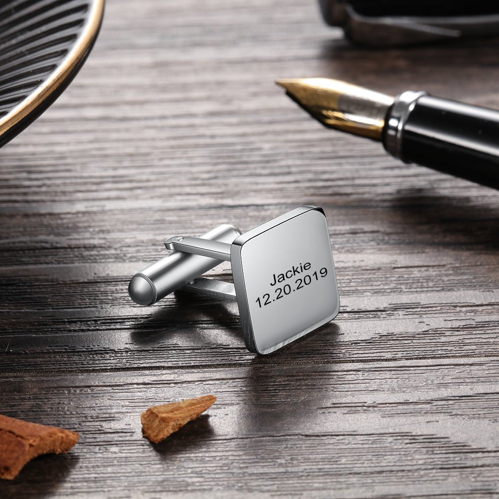 Personalized Stainless Steel Cufflinks for Men – Custom Engraved Wedding & Anniversary Gift - JewelryLuxeUS.Shop
