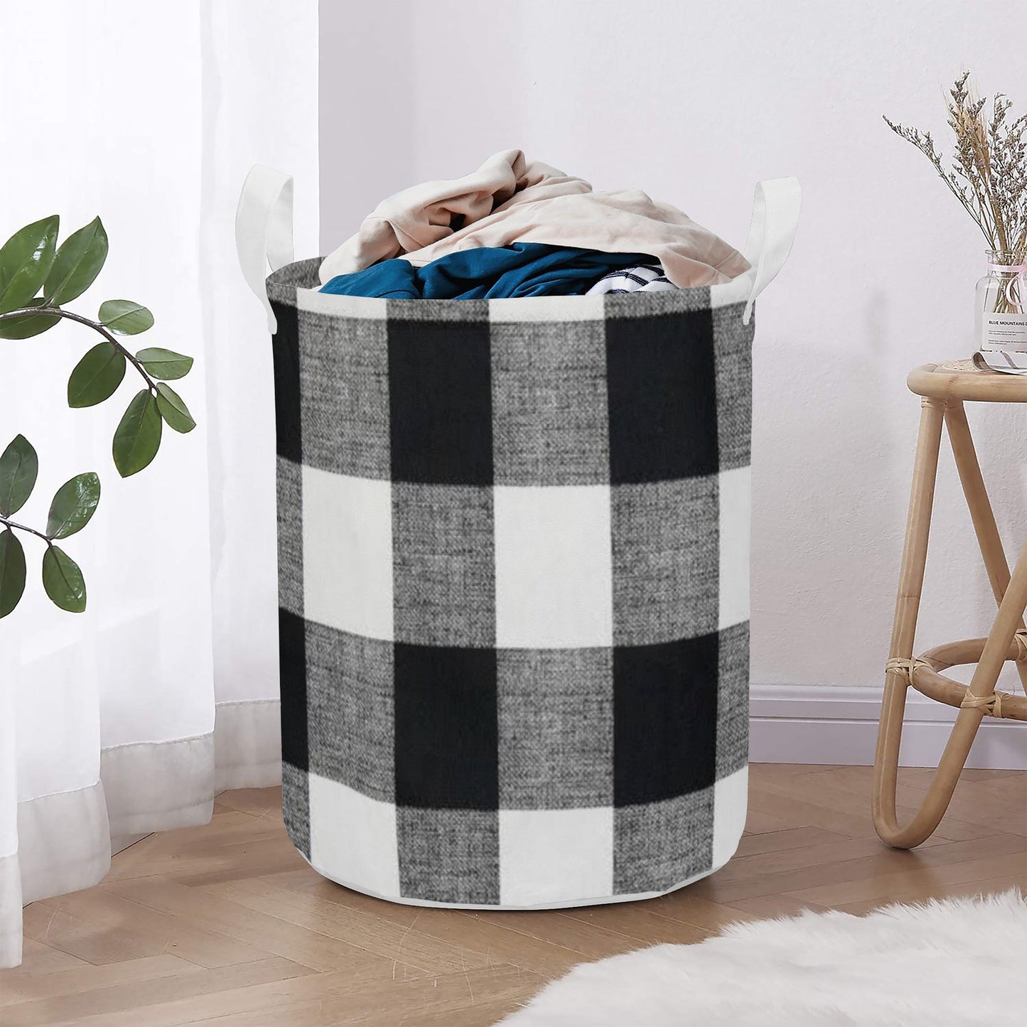 Round Laundry Basket blackand white decor JewelryLuxeUS.store