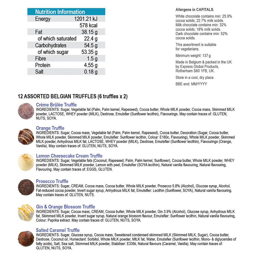 Tin of 12 Hand Made Truffles Hello Valentine, Valentine's Day Gift