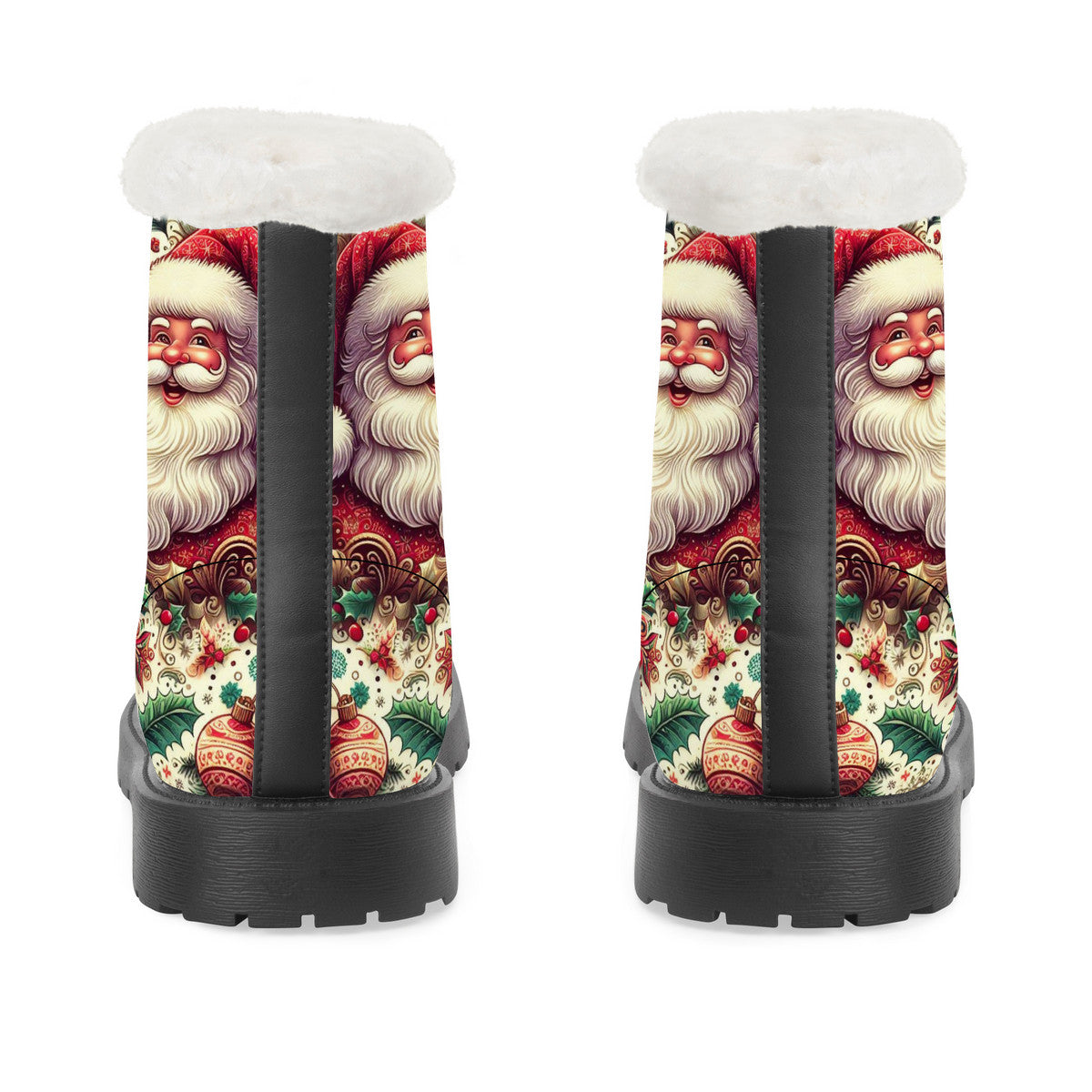 Santa Claus Christmas reindeers  Faux Fur Synthetic Leather Boot